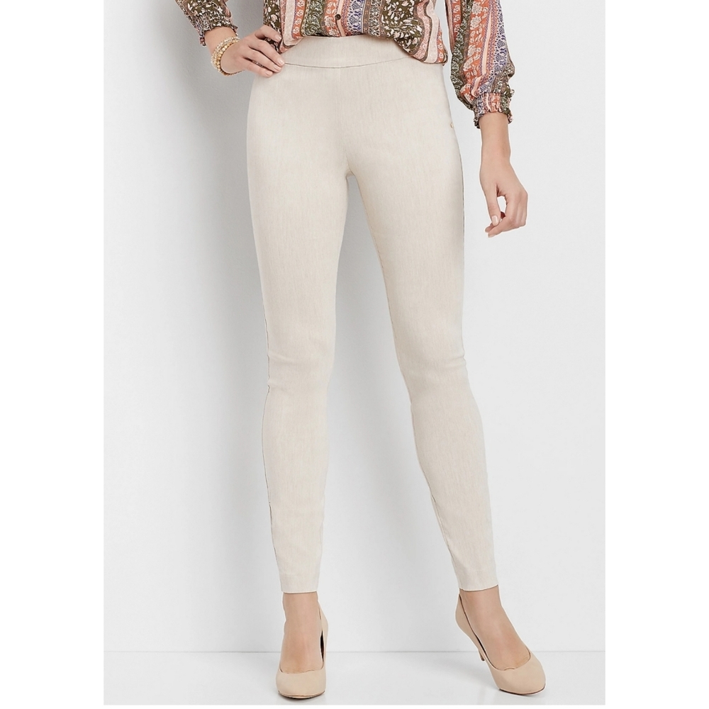 Maurices Womens Pull On Bengaline Skinny Ankle Pant Tan Size Large Regular